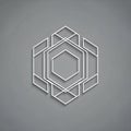 Abstract design featuring interlocking hexagons and squares in white Royalty Free Stock Photo