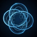 Abstract design featuring intertwining blue neon loops on a dark background Royalty Free Stock Photo