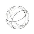 An abstract design featuring an intricate sphere composed of various overlapping black Royalty Free Stock Photo