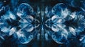 An abstract design featuring mirrored shapes intertwining in perfect symmetry inspired by the laws of particle physics