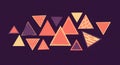 Abstract design featuring multiple triangles of varying sizes and patterns on a dark Royalty Free Stock Photo