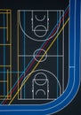 Abstract design featuring an overhead view of a sports court layout. Includes a Royalty Free Stock Photo