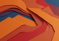 Abstract design featuring overlapping, angular paper-like layers in shades of orange, Royalty Free Stock Photo