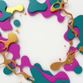 Abstract design featuring overlapping blobs in teal and magenta with flowing gold Royalty Free Stock Photo