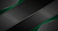 Abstract design featuring overlapping diagonal layers in black and dark gray, bordered