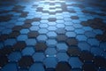 Abstract geometric background of blue and black hexagons