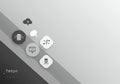 Abstract design featuring a series of circular and square icons on a gradient Royalty Free Stock Photo