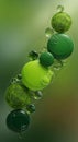 Abstract design featuring a series of green spheres varying in size and texture, Royalty Free Stock Photo