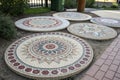 Several circles with motifs around them Royalty Free Stock Photo