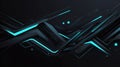 Abstract design featuring sharp, angular lines and geometric shapes in black and neon blue Royalty Free Stock Photo