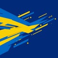 Abstract design featuring sharp, angular shapes in bright yellow and blue on a dark Royalty Free Stock Photo