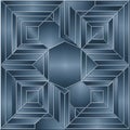 Abstract design featuring a symmetrical pattern of interlocking metallic Royalty Free Stock Photo