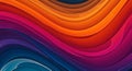 Abstract design featuring undulating, layered waves in vibrant colors. Upper