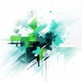 Green Abstract Paint On White Background: Free Artwork With Graffiti-inspired Geometric Abstraction