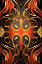 an abstract design with gold and red flames on a black background Royalty Free Stock Photo