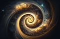 Abstract design of golden ratio. Golden spiral on space background Royalty Free Stock Photo