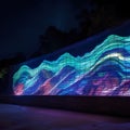 Abstract design illustration on retaining walls of an oceanic caustic mapped projection park.