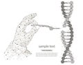 Abstract design Manual genetic engineering. Manipulation of DNA double helix with with bare hands, tweezers. isolated