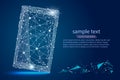 Abstract design of mobile phone smartphone. isolated from low poly wireframe on space background. Vector abstract Royalty Free Stock Photo