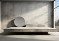 Abstract design of modern podium with empty concret. round concrete podium floor. Pedestal for display,Platform for design,Blank