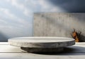 Abstract design of modern podium with empty concret. round concrete podium floor. Pedestal for display,Platform for design,Blank