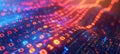 Futuristic Technology Design Featuring Glowing Binary Code on Metallic Surface Royalty Free Stock Photo