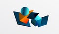 Abstract design showcasing isometric cubes, pyramids, squares, and spheres in a vibrant 3D layout. Modern and dynamic