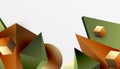 Abstract design showcasing isometric cubes, pyramids, squares, and spheres in a vibrant 3D layout. Modern and dynamic