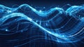 Blue Abstract Design Showing Flowing Digital Data and Waves Royalty Free Stock Photo