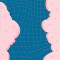 Abstract design square Template with pink clouds and Grid curved.