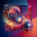 An abstract design of a time traveller of the universe, galaxy, stunning, whimsical, art