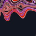 Abstract design wave liquid shape or abstract brush stroke, paint splash in purple, orange and gray tones color on black backgroun Royalty Free Stock Photo