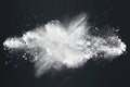 Abstract design of white powder snow cloud explosion