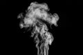 Abstract design of white smoke swirling up on black background with ethereal effect creating dynamic and artistic visual for Royalty Free Stock Photo