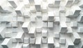 Abstract design of white squares, shapes. Geometric pattern. Modern, minimalist tech background. Creative, innovative design.