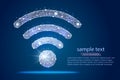 Wi-Fi Icon abstract design Created in the form of stars and constellations on the background of space,isolated from low poly wiref Royalty Free Stock Photo