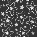 Abstract destroyed stars seamless pattern on black background. Rough star shapes elements wallpaper Royalty Free Stock Photo