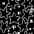 Abstract destroyed stars seamless pattern. Monochrome rough star shapes elements wallpaper