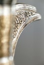 An abstract detail of a spout of a dallah