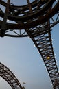 Abstract Details of Metal Bridge with Blue Sky Royalty Free Stock Photo