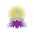 Abstract dewali design with bright candle on white background