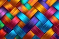 Abstract diagonal angled rainbow colored interweaving. Generative AI