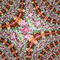 Abstract diagonal fractal hexagonal mosaic in rainbow colors