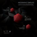 Abstract diamond 3d polygon symbol on black low poly vector background. Business infographics template with finance Royalty Free Stock Photo