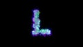Abstract dichroic alphabet - blue letter L on black bg, isolated - object 3D rendering Royalty Free Stock Photo