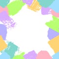 Abstract different brush strokes shapes in candy colors border frame fun texture