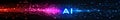 Abstract digital AI interface with split neon blue and red lights showcasing futuristic cyber intelligence and high speed data