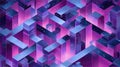 Futuristic isometric cityscape with glowing purple and blue colors Royalty Free Stock Photo
