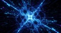 Abstract Digital Art Of A Blue Geometric Network Tunnel With Streaks Of Light technology Royalty Free Stock Photo