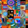 1568 Abstract Digital Art Collage: A creative and eclectic background featuring abstract digital art collage with a mix of textu Royalty Free Stock Photo